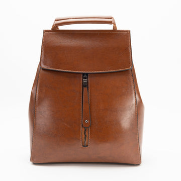 Prema Leathers Eleanor Backpack – Handmade Genuine Leather Structured Daypack with Tablet Sleeve, Brown / Green / Black / Gray Brown